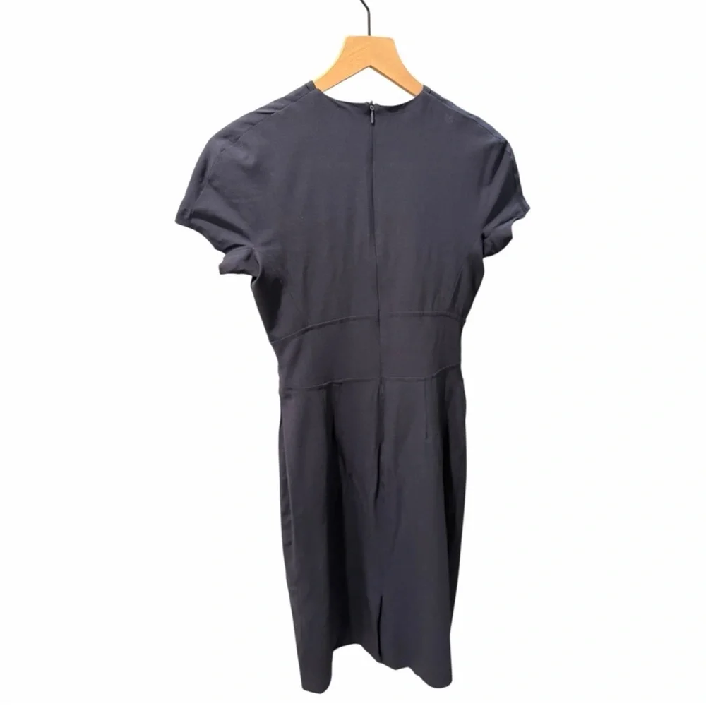 MM.LaFleur Navy Wool Sheath Dress 6 Workwear Career Professional Note Flaw Blue - Picture 4 of 11